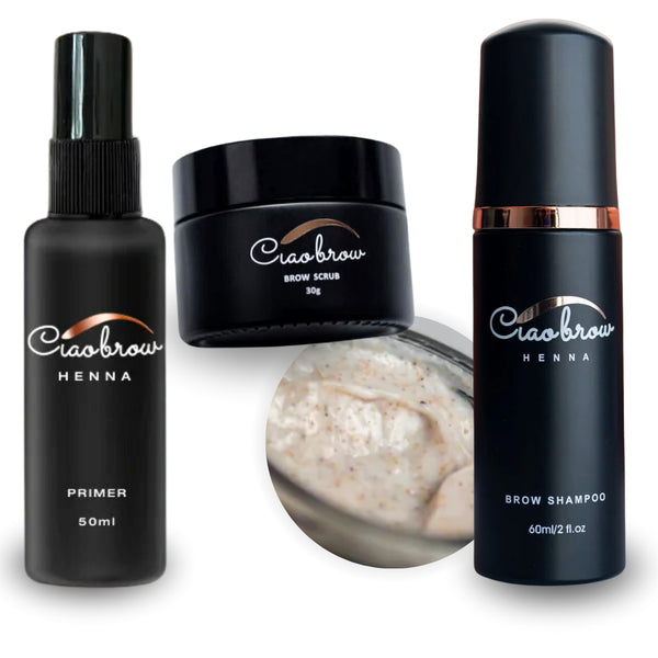 Ciaobrow Perfect Brow Prep Bundle with Primer, Scrub & Shampoo